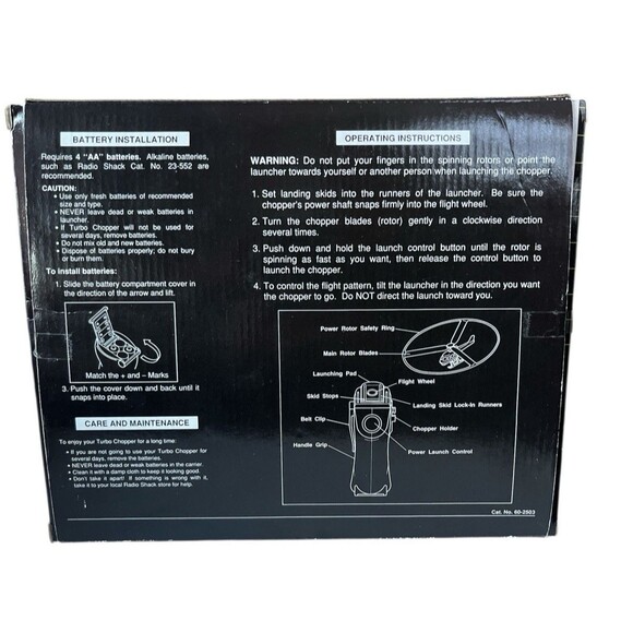 Vintage Radio Shack Turbo Choppers 2 Helicopters Remote New In Box - Picture 3 of 6